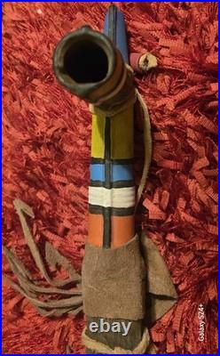 Two Native American Indian Hand Carved Peace Pipes