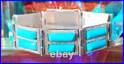 VINTG Navajo NativeAmerican SterlingSilver SleepingBeauty GemTurquoise Bracelet