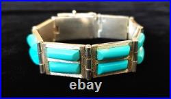 VINTG Navajo NativeAmerican SterlingSilver SleepingBeauty GemTurquoise Bracelet