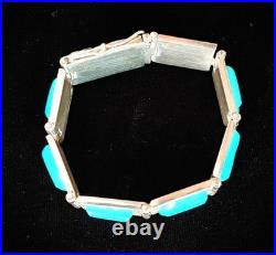 VINTG Navajo NativeAmerican SterlingSilver SleepingBeauty GemTurquoise Bracelet