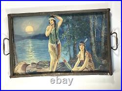 VTG 1920s Native American Maidens Print Uniquely displayed on breakfast Tray