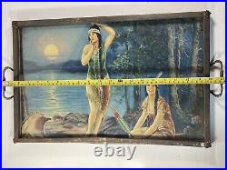 VTG 1920s Native American Maidens Print Uniquely displayed on breakfast Tray