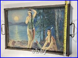 VTG 1920s Native American Maidens Print Uniquely displayed on breakfast Tray