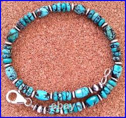 VTG NAVAJO STERLING Old Stock Webbed Turquoise Bracelet & Anklet or His & Hers
