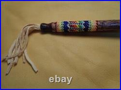 VTG Navajo Beaded Gourd Dance Rattle Horsehair Leather