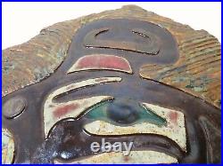 VTG Signed Dawson STONE CARVED PNW NATIVE AMERICAN ART Wall Plaque ORCA TOTEM