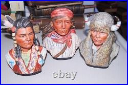 Vague Shadows Native American Indian Statue Busts Chief Geronimo Red Cloud VTG