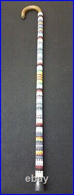 Very Nice Fully Beaded Feather Design Wood Native American Indian Walking Cane