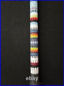 Very Nice Fully Beaded Feather Design Wood Native American Indian Walking Cane