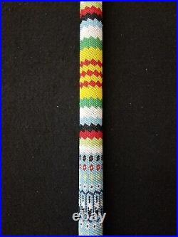 Very Nice Fully Beaded Feather Design Wood Native American Indian Walking Cane