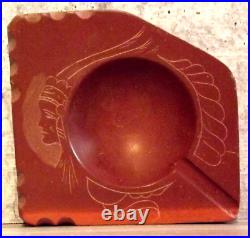 Vintage 1904 Catlinite PIPESTONE Native American Indian Ashtray etched