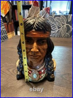 Vintage 1966 Native American Indian Bust UNIVERSAL STATUARY Bookend Statue