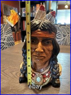 Vintage 1966 Native American Indian Bust UNIVERSAL STATUARY Bookend Statue