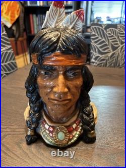 Vintage 1966 Native American Indian Bust UNIVERSAL STATUARY Bookend Statue