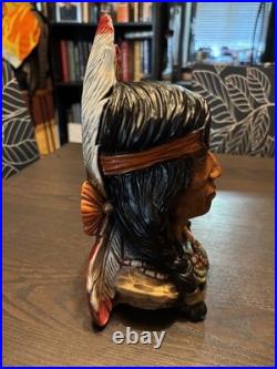 Vintage 1966 Native American Indian Bust UNIVERSAL STATUARY Bookend Statue