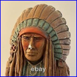 Vintage 1969 Progressive Art Products 22 Ceramic Native American Indian Chief