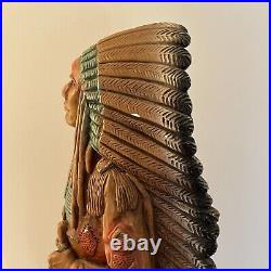 Vintage 1969 Progressive Art Products 22 Ceramic Native American Indian Chief