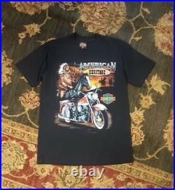 Vintage 1991 Harley Davidson American Heritage Indian Motorcycle Tshirt Sz L