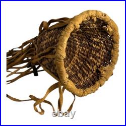 Vintage Apache Burden Basket with Tipped Leather Tassels