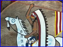 Vintage Ceremonial drum Kiowa Plains Indian American Flag 12 Diam Fresh