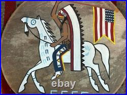 Vintage Ceremonial drum Kiowa Plains Indian American Flag 12 Diam Fresh