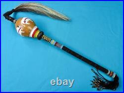 Vintage Custom Handmade Native American Indian Signed Beaded Ceremonial War Club