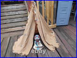 Vintage Detailed Native American Teepee Model Art Work Handmade Hand-sewn