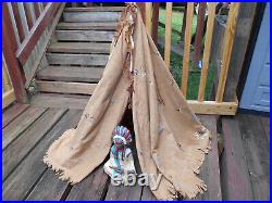 Vintage Detailed Native American Teepee Model Art Work Handmade Hand-sewn