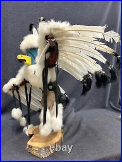 Vintage Eagle Dancer Navajo Kachina Doll Beak Signed Native American 18''Tall