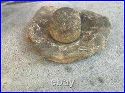 Vintage Early Native American 8-Inch Mill Stone with Grinding Rock