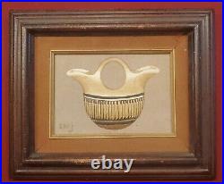 Vintage Erv Johnson On Suede Native American Pottery Painting