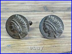 Vintage Estate Indian Head Cufflinks Native American Awesome Find