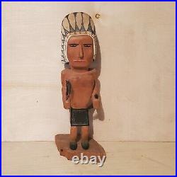 Vintage Hand Carved Wood Native American Artwork Statue Figurine 14