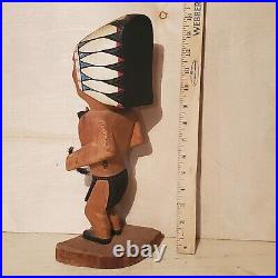 Vintage Hand Carved Wood Native American Artwork Statue Figurine 14