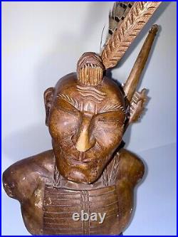 Vintage Hand Carved Wood Native American Indian 13.5 Tall