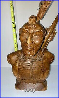 Vintage Hand Carved Wood Native American Indian 13.5 Tall