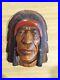 Vintage Hand Carved Wood Native American Indian Chief Head Cigar Store 12