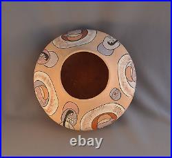 Vintage Hand Coiled Olla Pot Native American Design Mica & Warm Pastel Colors