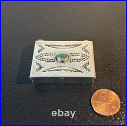 Vintage Handmade Navajo Native American Sterling Silver Pill Trinket Box Heavy