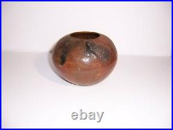 Vintage L. Grey Native American Indian Navajo Pottery Jar Bowl with Horned Toad