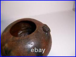 Vintage L. Grey Native American Indian Navajo Pottery Jar Bowl with Horned Toad