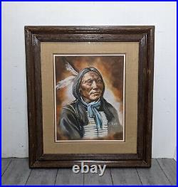 Vintage MAIJA Framed Art Print Indian Chief Portrait Native American Western