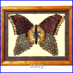 Vintage MCM Norman Peirce Butterfly Feather Folk Art Native American Red Cloud