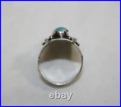 Vintage Marked Native American Ring Design Sterling Silver 3 Stone Turquoise Sz8