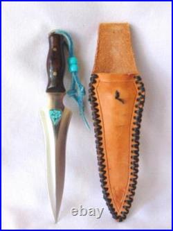 Vintage NATIVE AMERICAN Navajo TURQUOISE Heart Inlaid KNIFE / Letter Opener Case