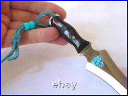 Vintage NATIVE AMERICAN Navajo TURQUOISE Heart Inlaid KNIFE / Letter Opener Case
