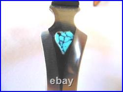 Vintage NATIVE AMERICAN Navajo TURQUOISE Heart Inlaid KNIFE / Letter Opener Case