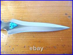 Vintage NATIVE AMERICAN Navajo TURQUOISE Heart Inlaid KNIFE / Letter Opener Case