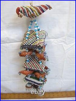 Vintage Native American Beaded Hanging Pillow Decoration Bird Bead Work Craft