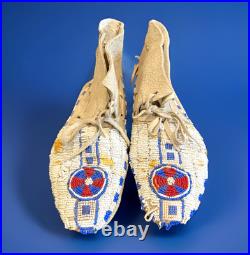 Vintage Native American Beaded Moccasins Medicine Wheel Sun Cross Cheyenne c1880 Vintage Native American Beaded Moccasins Medicine Wheel Sun Cross Cheyenne c1880